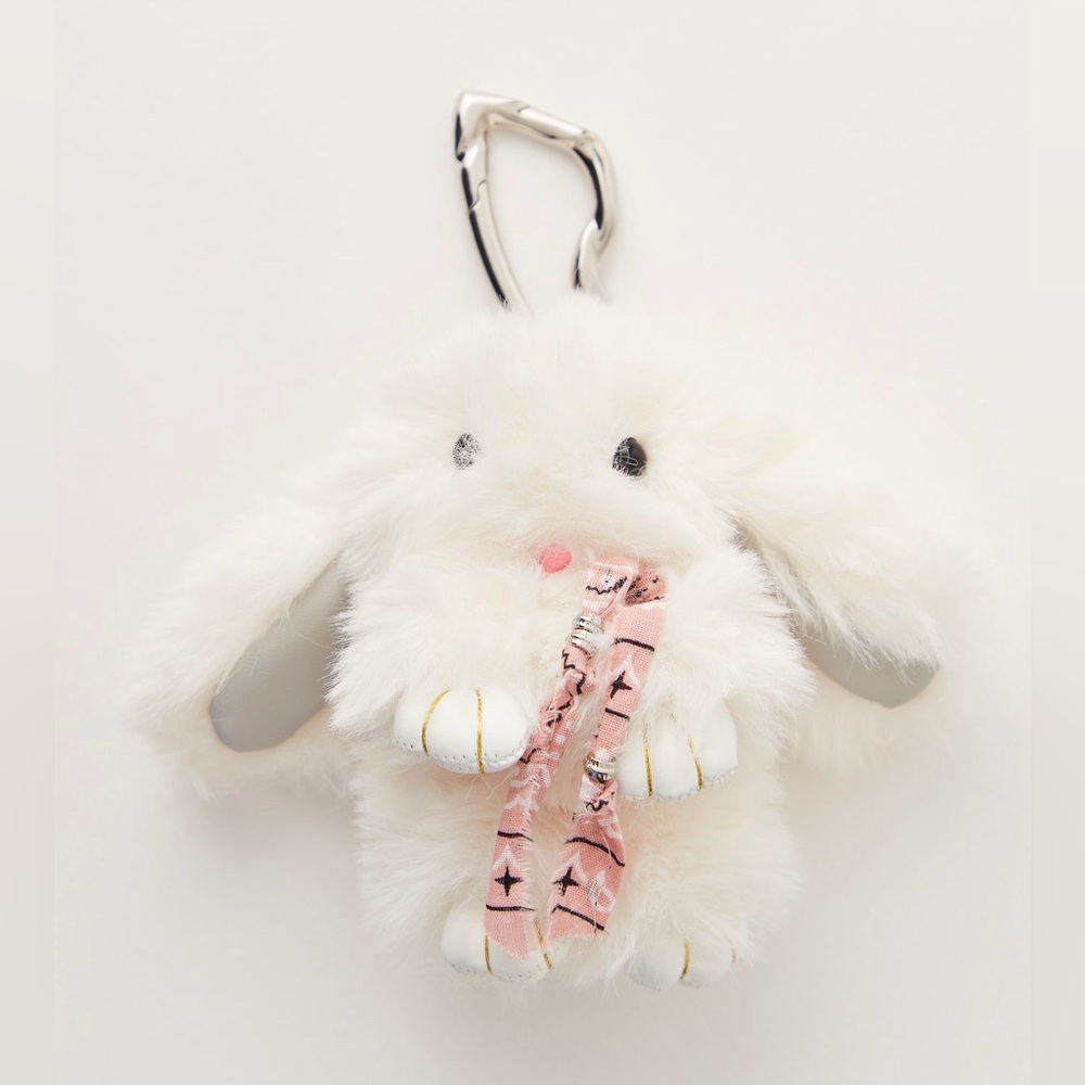 Free People White Bunny Bag Charm Keychain